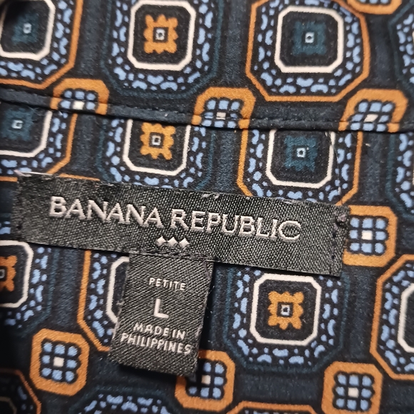 Banana Republic Satin Medallion Print Midi Dress In Navy Size Large Petite EUC - Picture 4 of 9